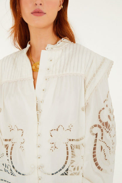 Farm Rio | Blouse - Off White Richilieu