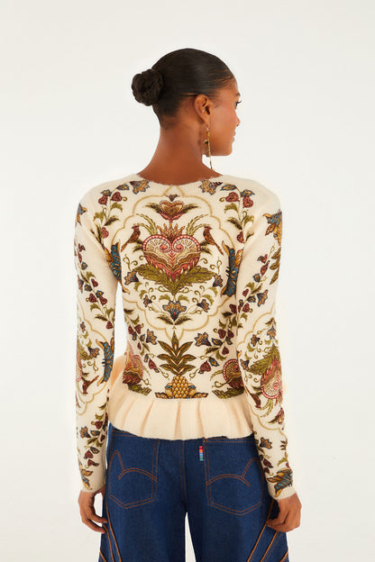 Farm Rio | Majestic Hearts Knit Top - Cream