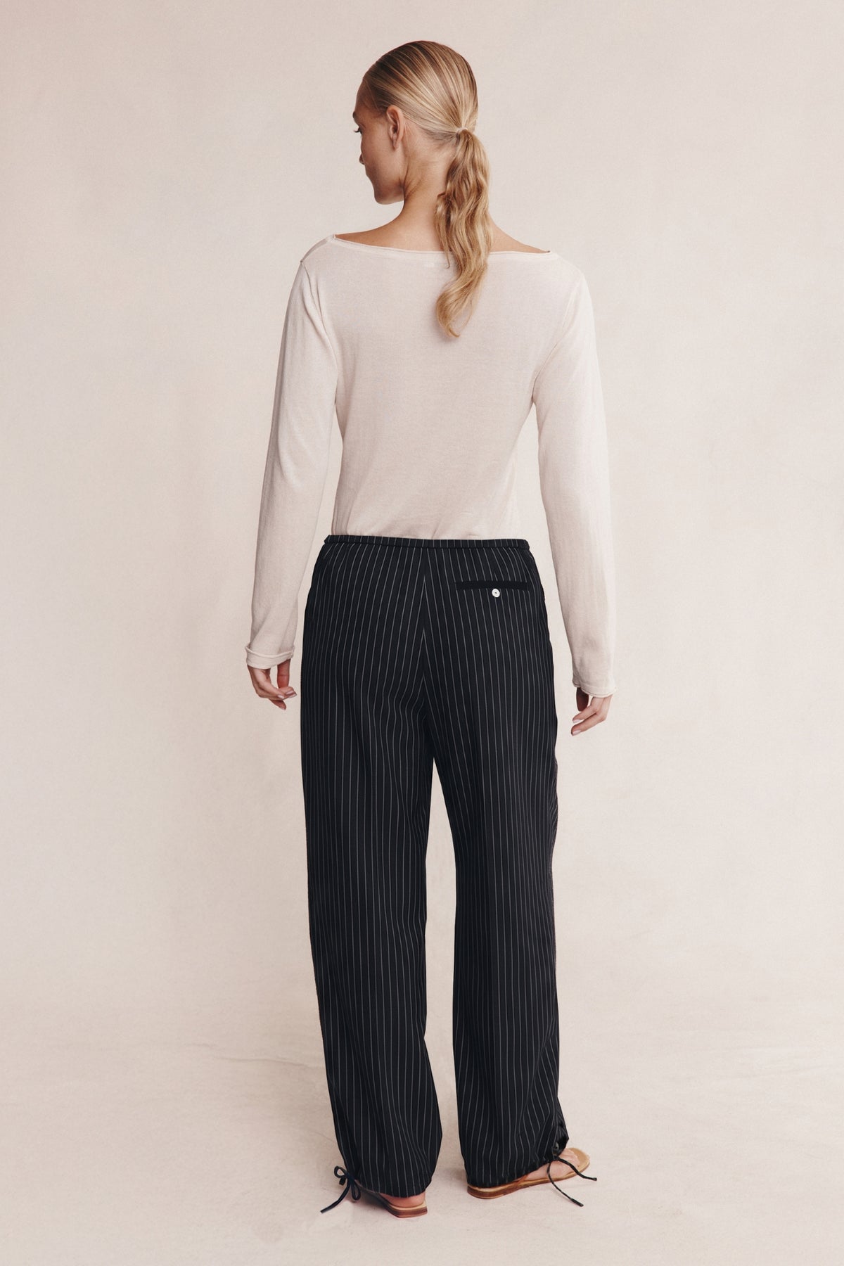 Marle | Fatima Pant - Black Pinstripe