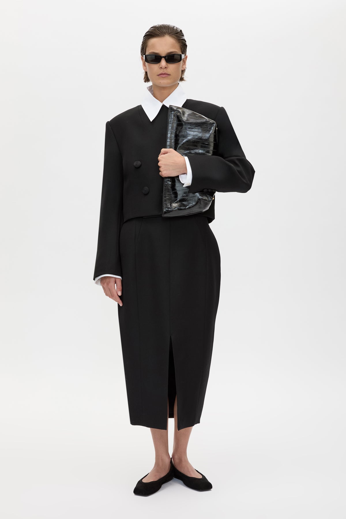 Camilla & Marc | Caius Collarless Cropped Blazer - Black