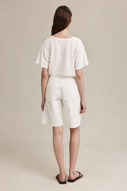 Marle | Cross Stitch Jean Short - Blanc