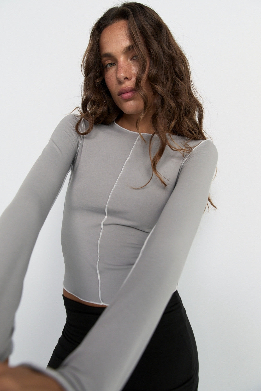 Pinky & Kamal | Inside Out Top - Pebble Grey