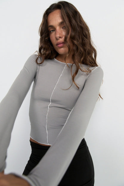 Pinky & Kamal | Inside Out Top - Pebble Grey