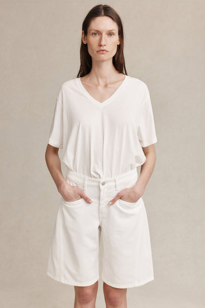 Marle | Cross Stitch Jean Short - Blanc