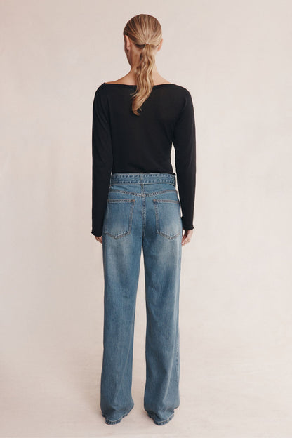 Marle | Belted Wide Leg Jean - Light Wash 01