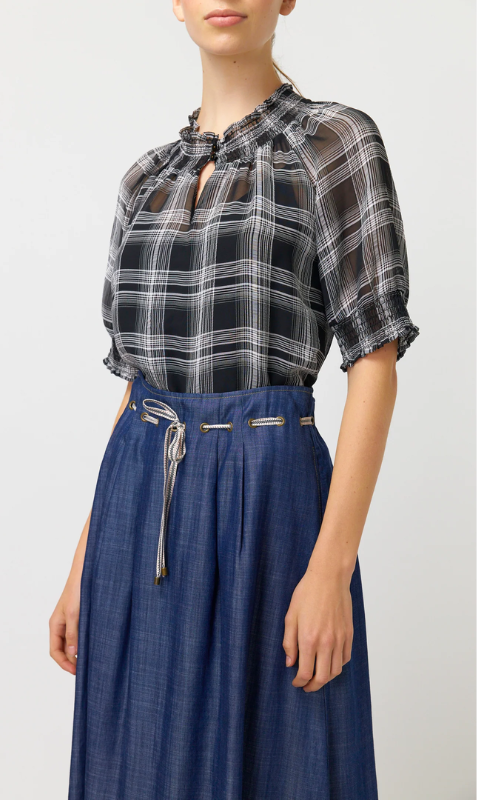 Kate Sylvester | Sheer Plaid Top - Black