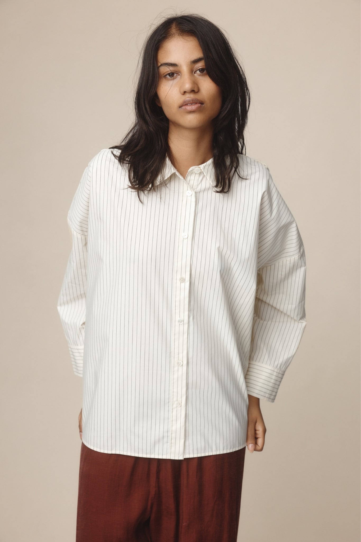Marle | Edie Shirt - Ivory / Black Stripe