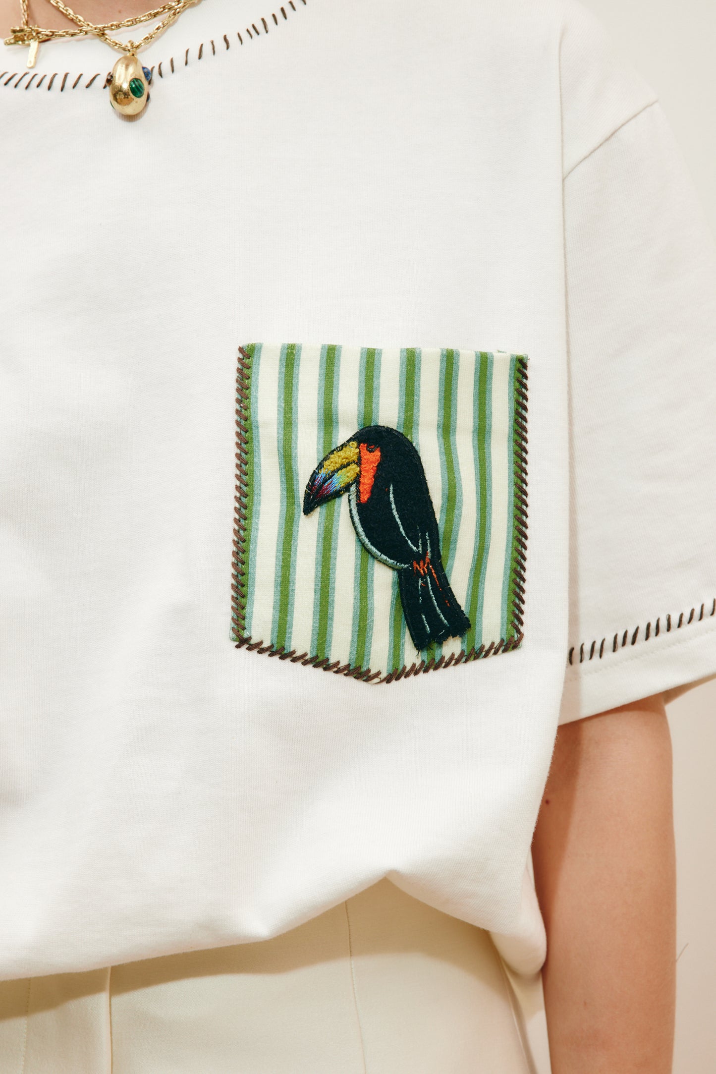 Alemais | Toucan Tango Embroidered Pocket Tee - Multi