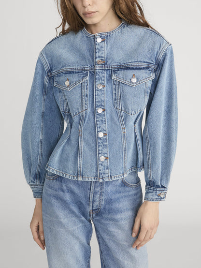 Frame Denim | The Nipped Collarless Jacket - Umbria