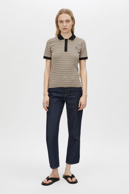 Camilla and Marc | Platinum Short Sleeve Polo - Oat Stripe