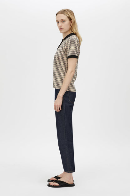 Camilla and Marc | Platinum Short Sleeve Polo - Oat Stripe