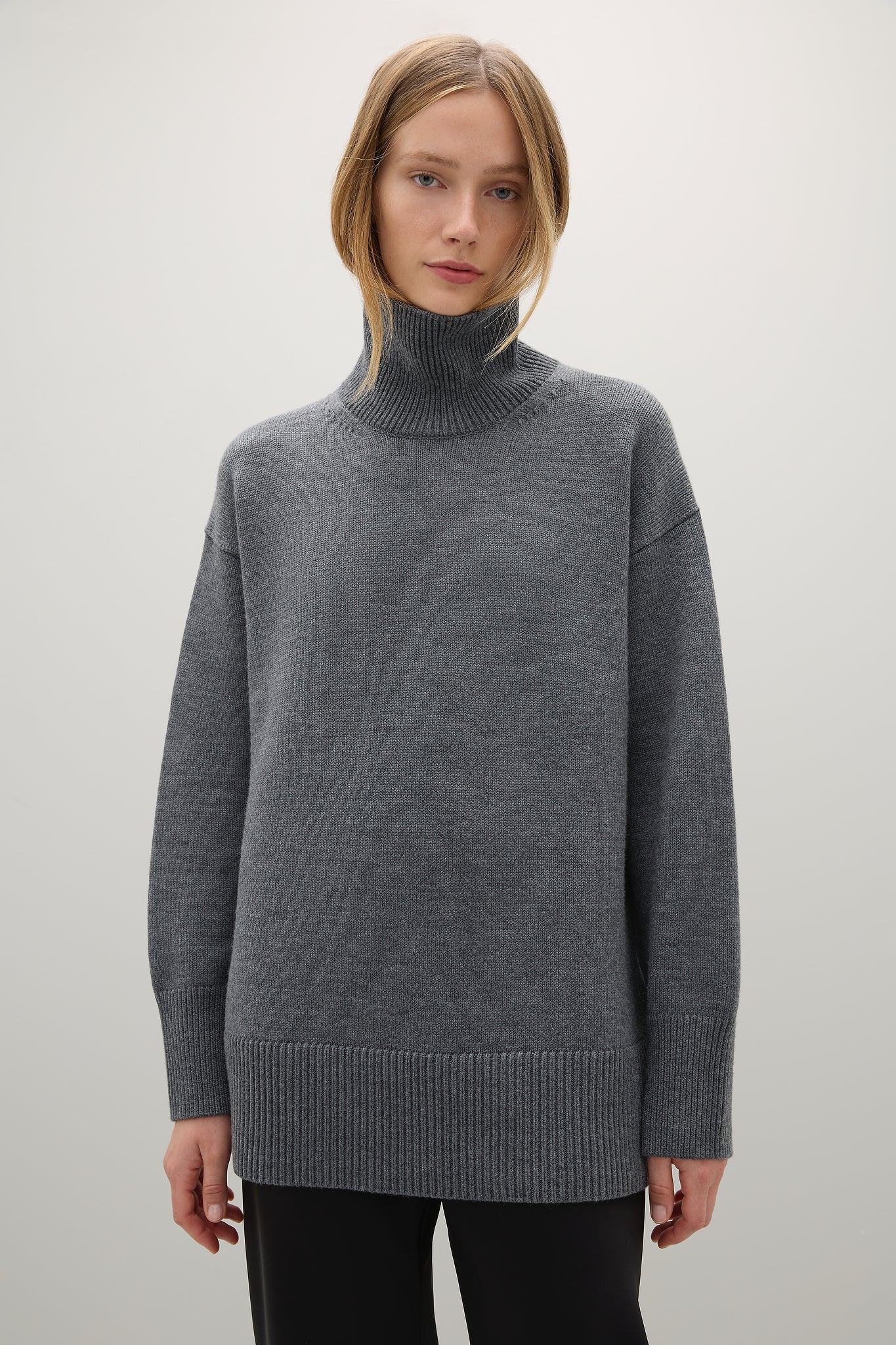 A.Emery | The Gibson Funnel Knit - Mid Grey Melange