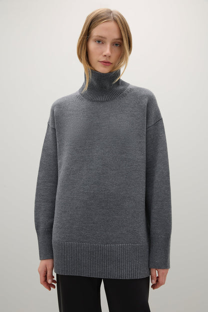 A.Emery | The Gibson Funnel Knit - Mid Grey Melange