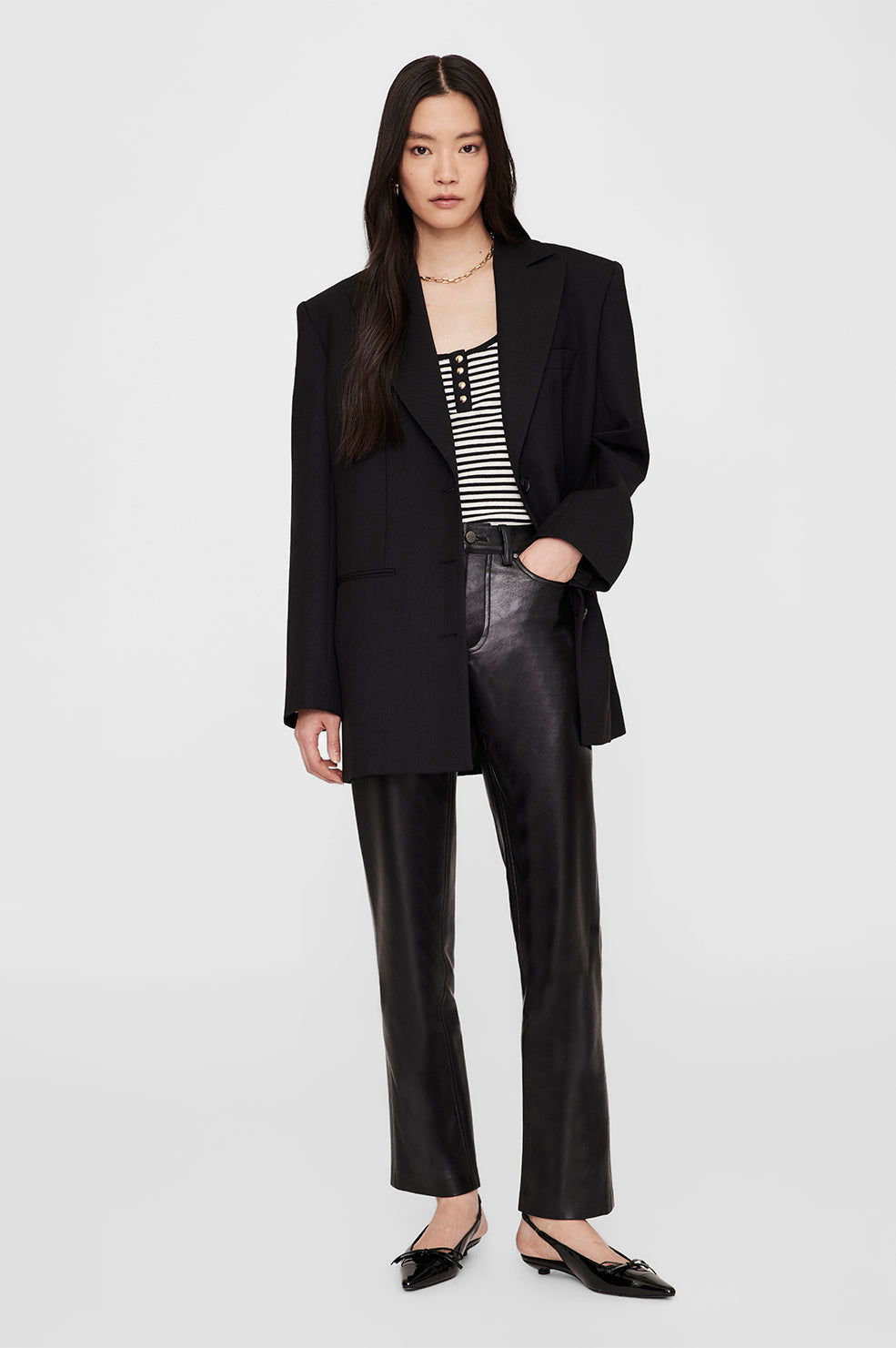 Anine Bing | Alessia Tank - Cream & Black Stripe