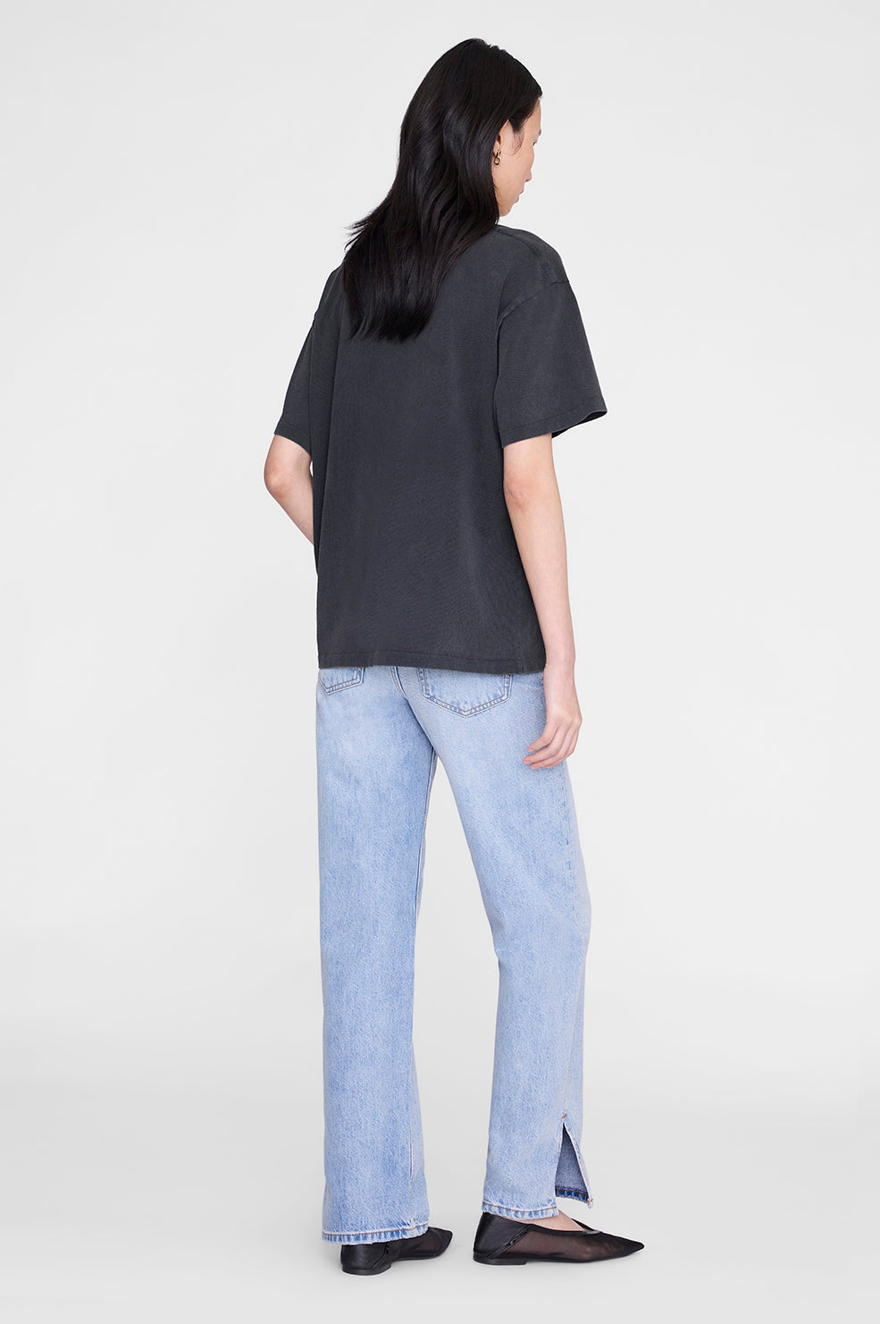Anine Bing | Cade Tee Melrose Stencil - Washed Black