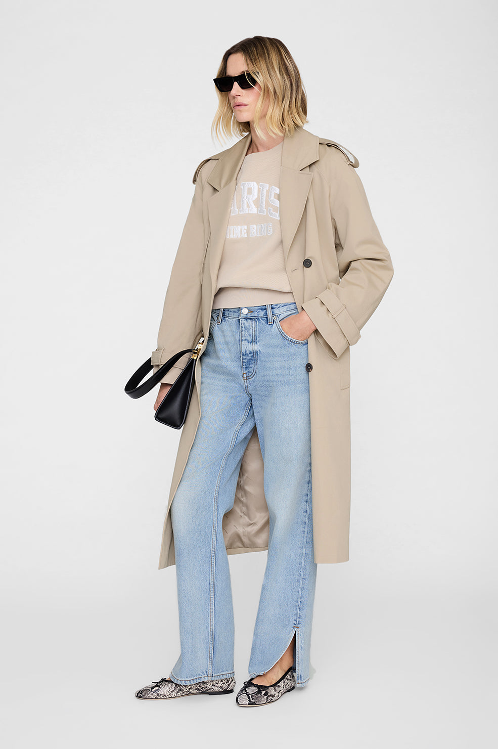 Anine Bing | Harry Shrunken Sweatshirt Paris - Beige