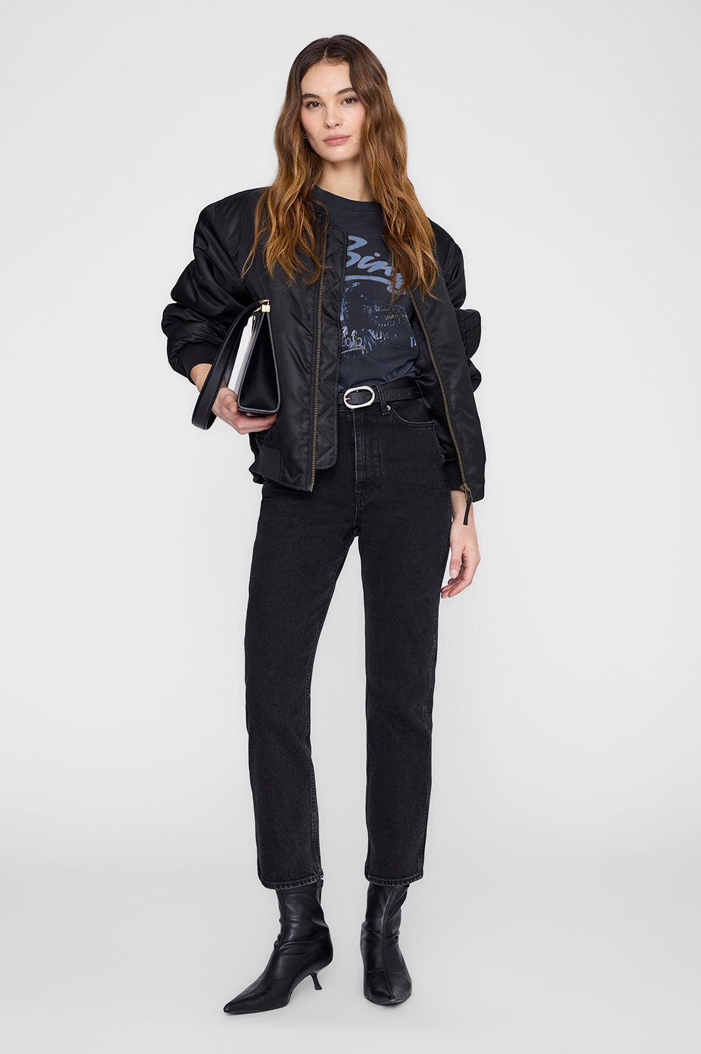 Anine Bing | Kent Tee Eagle - Washed Black