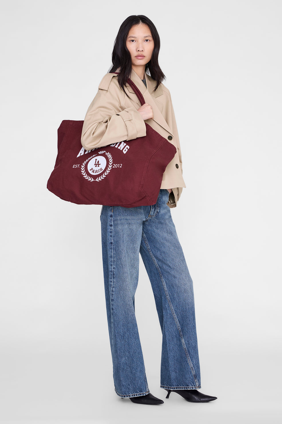 Anine Bing | Leo Canvas Tote Collegiate - Fig