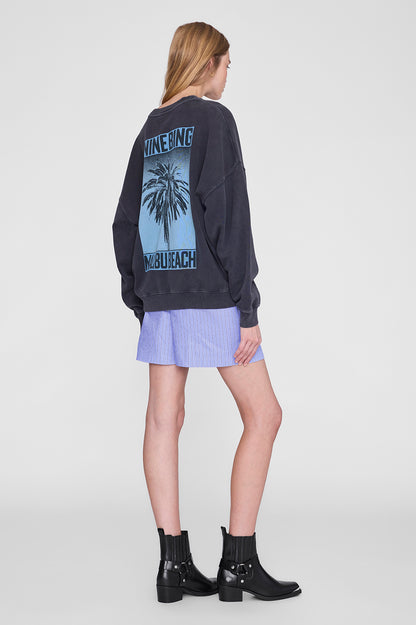Anine Bing | Miles Sweatshirt Palm - Washed Black