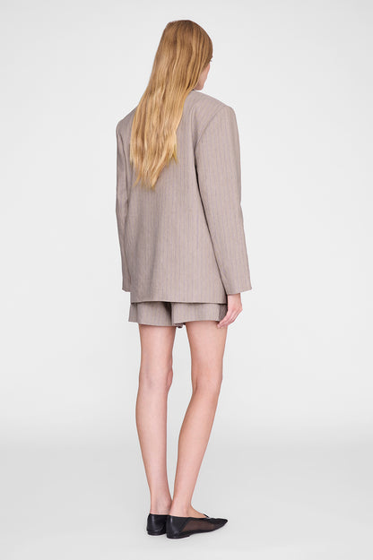 Anine Bing | Quinn Blazer - Taupe & Blue Pinstripe