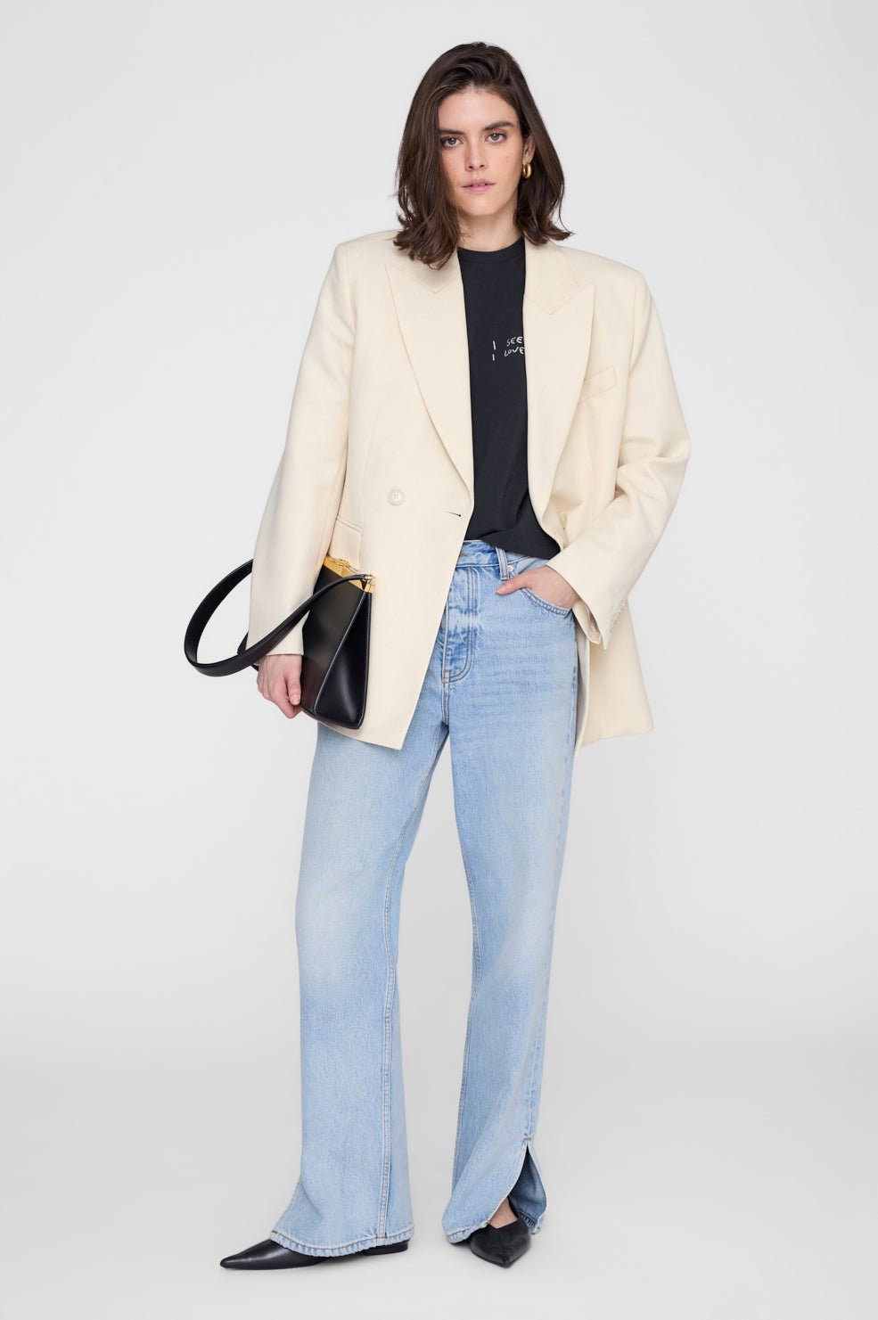 Anine Bing | Shelley Tee I See You I Love You - Black
