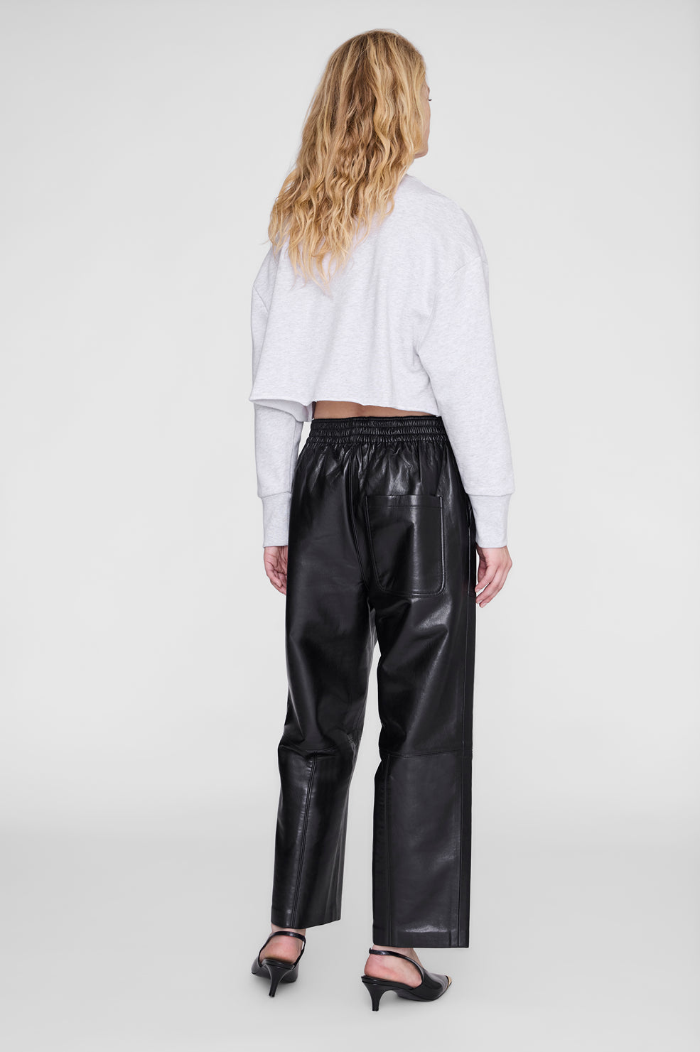 Anine Bing | Sporty Cropped Sweatshirt - Heather Grey