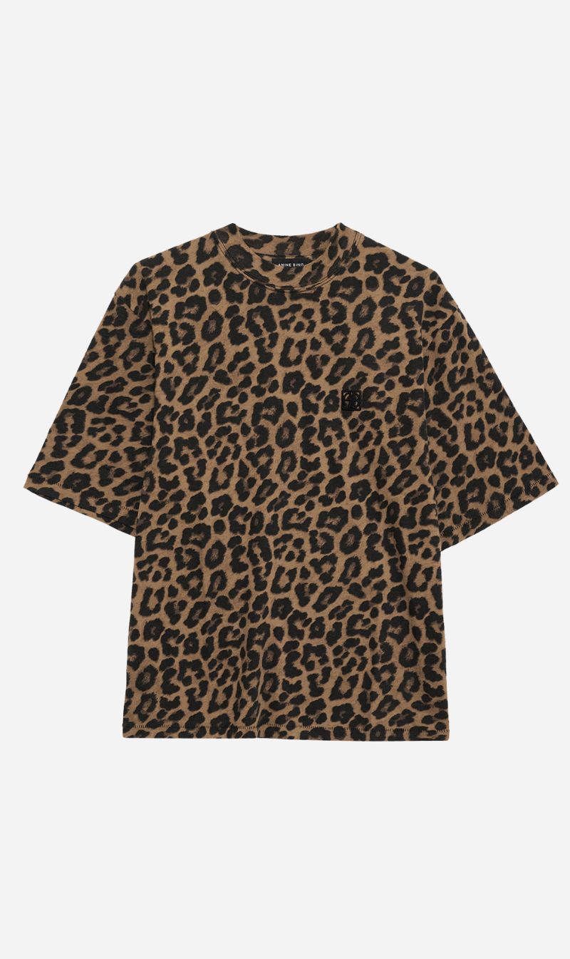 Anine Bing | Avi Tee - Black & Brown Leopard
