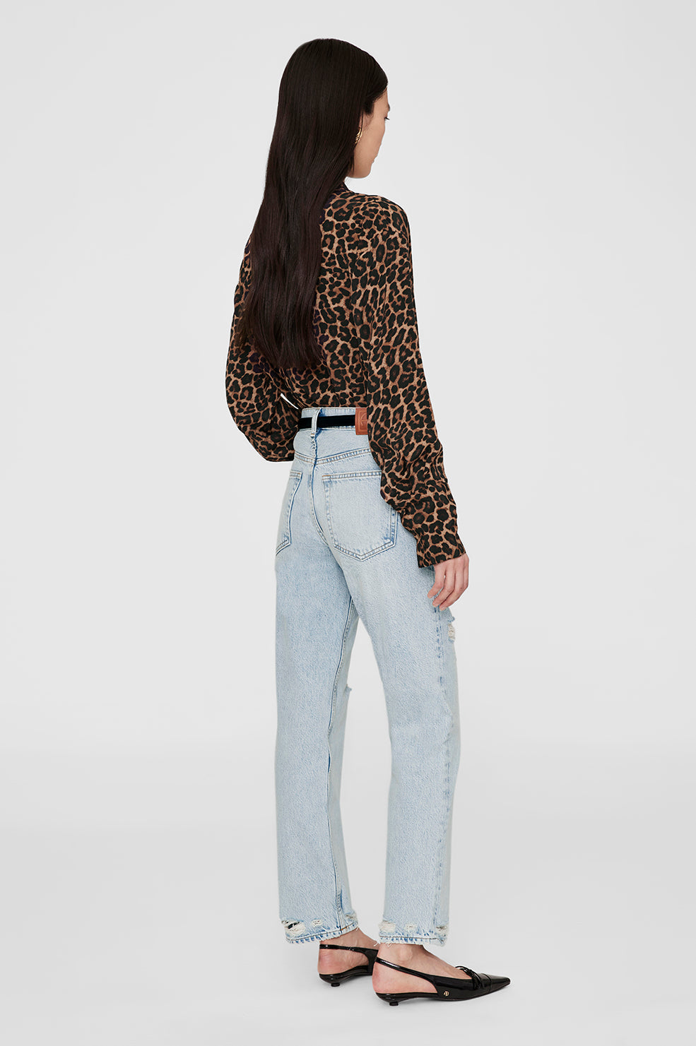 Anine Bing | Bridget Shirt - Black & Brown Leopard