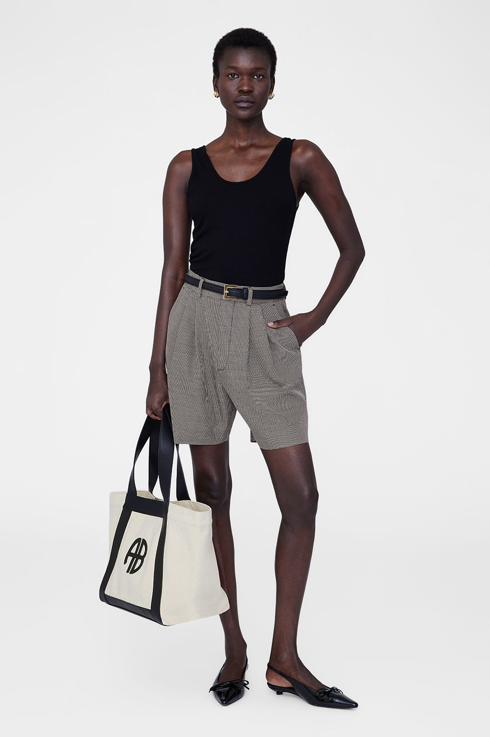Anine Bing | Cara Tote - Natural Canvas With Black