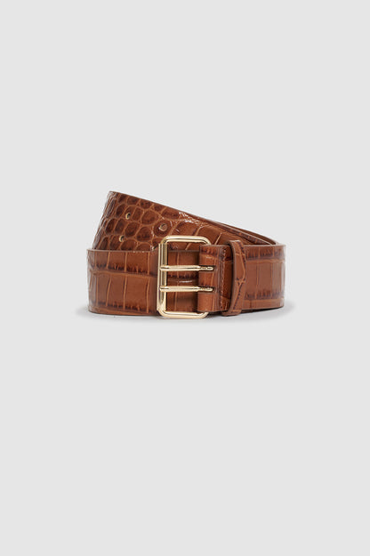 Anine Bing | Mila Belt - Embossed Brown