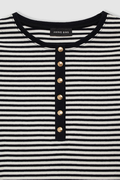 Anine Bing | Alessia Tee - Cream & Black Stripe