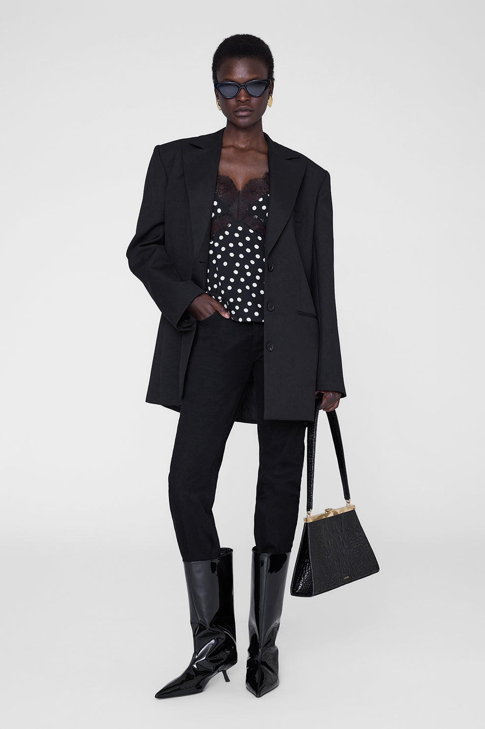 Anine Bing | Amelie Camisole - Black & White Dot Jacquard