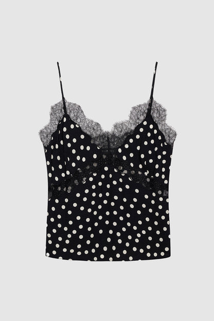 Anine Bing | Amelie Camisole - Black & White Dot Jacquard