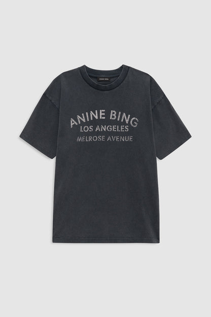Anine Bing | Cade Tee Melrose Stencil - Washed Black
