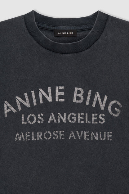 Anine Bing | Cade Tee Melrose Stencil - Washed Black