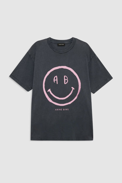Anine Bing | Cade Tee Smiley - Washed Grey