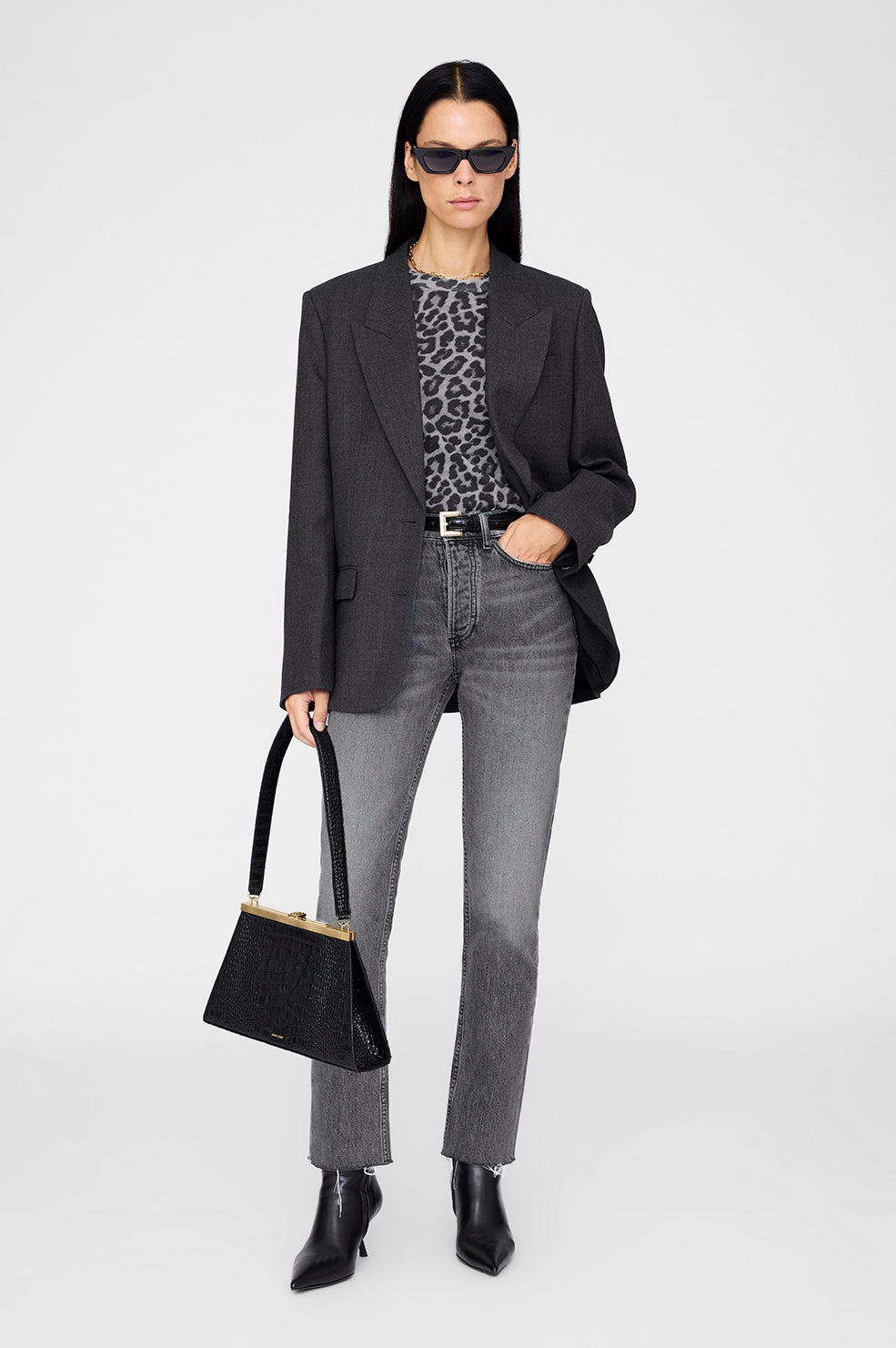 Anine Bing | Cohen Tee - Grey Leopard