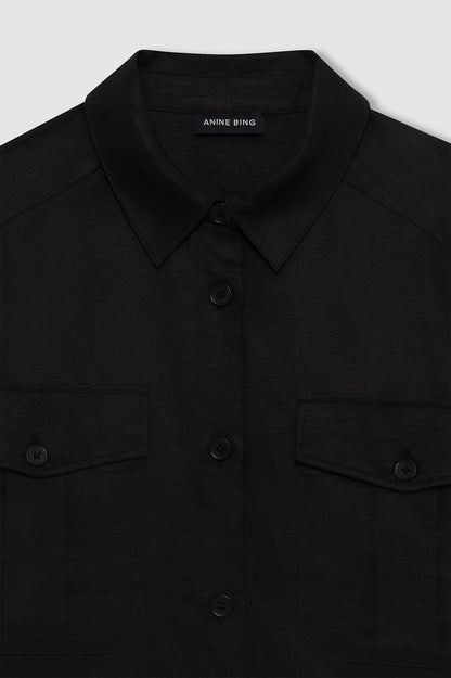 Anine Bing | Edith Shirt - Black Linen Blend