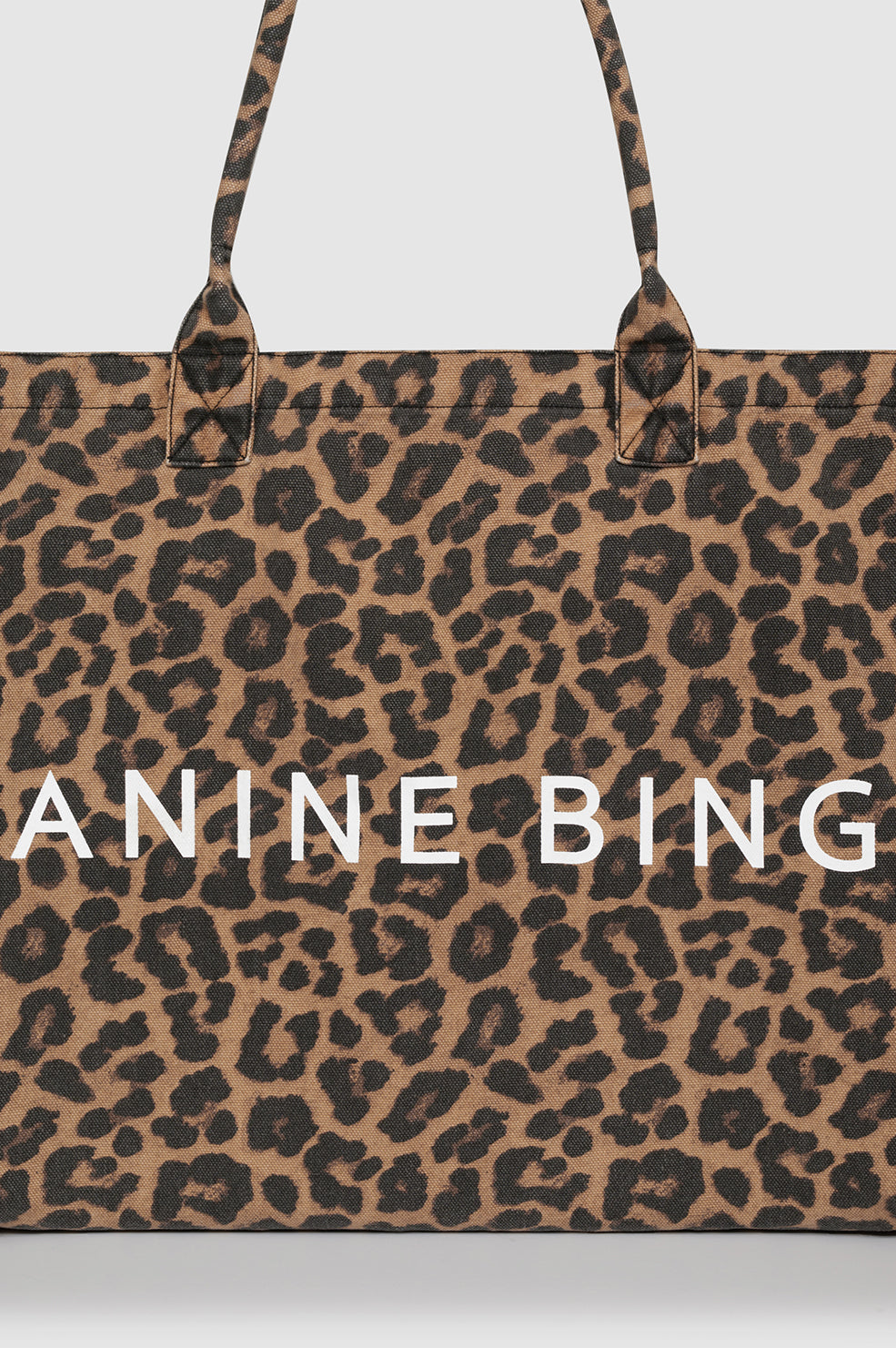 Anine Bing | Leo Canvas Tote - Black & Brown Leopard