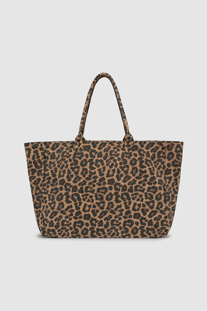 Anine Bing | Leo Canvas Tote - Black & Brown Leopard
