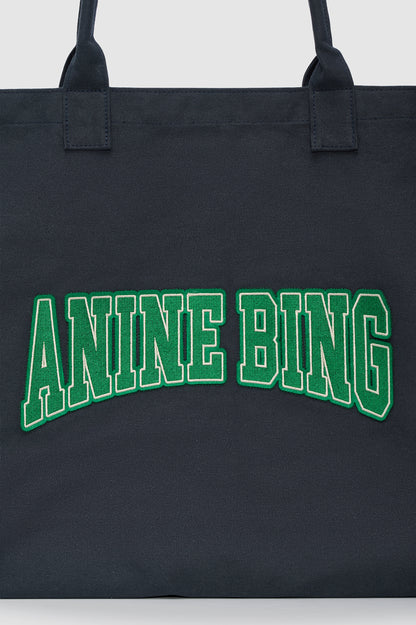 Anine Bing | Leo Canvas Tote - Washed Black & Green