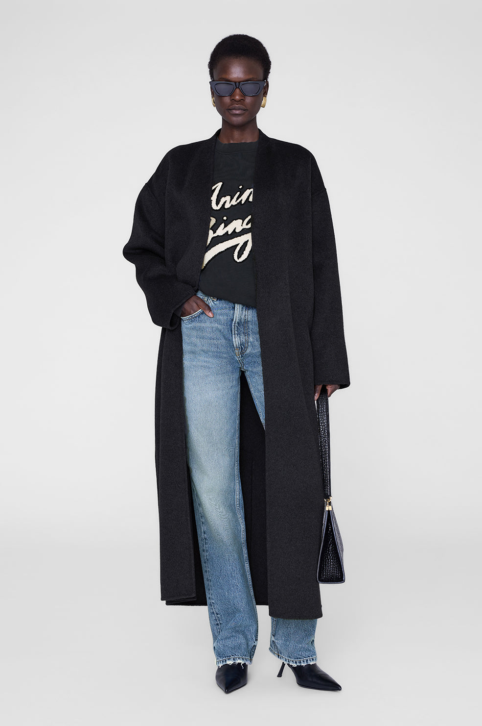 Anine Bing | Miles Sweatshirt Chenille Signature - Black