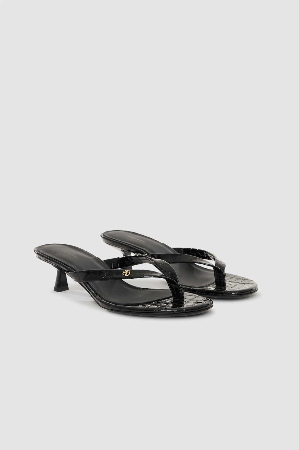 Anine Bing | Noelle Thong Heels - Embossed Black