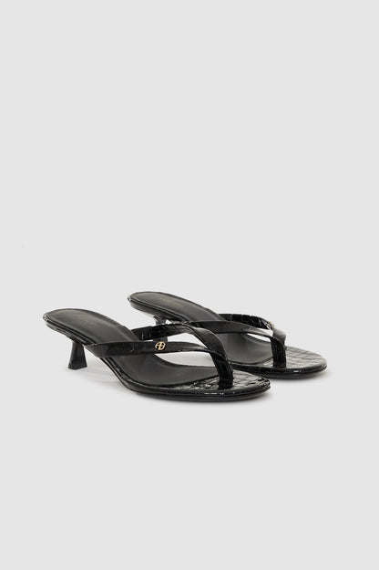 Anine Bing | Noelle Thong Heels - Embossed Black