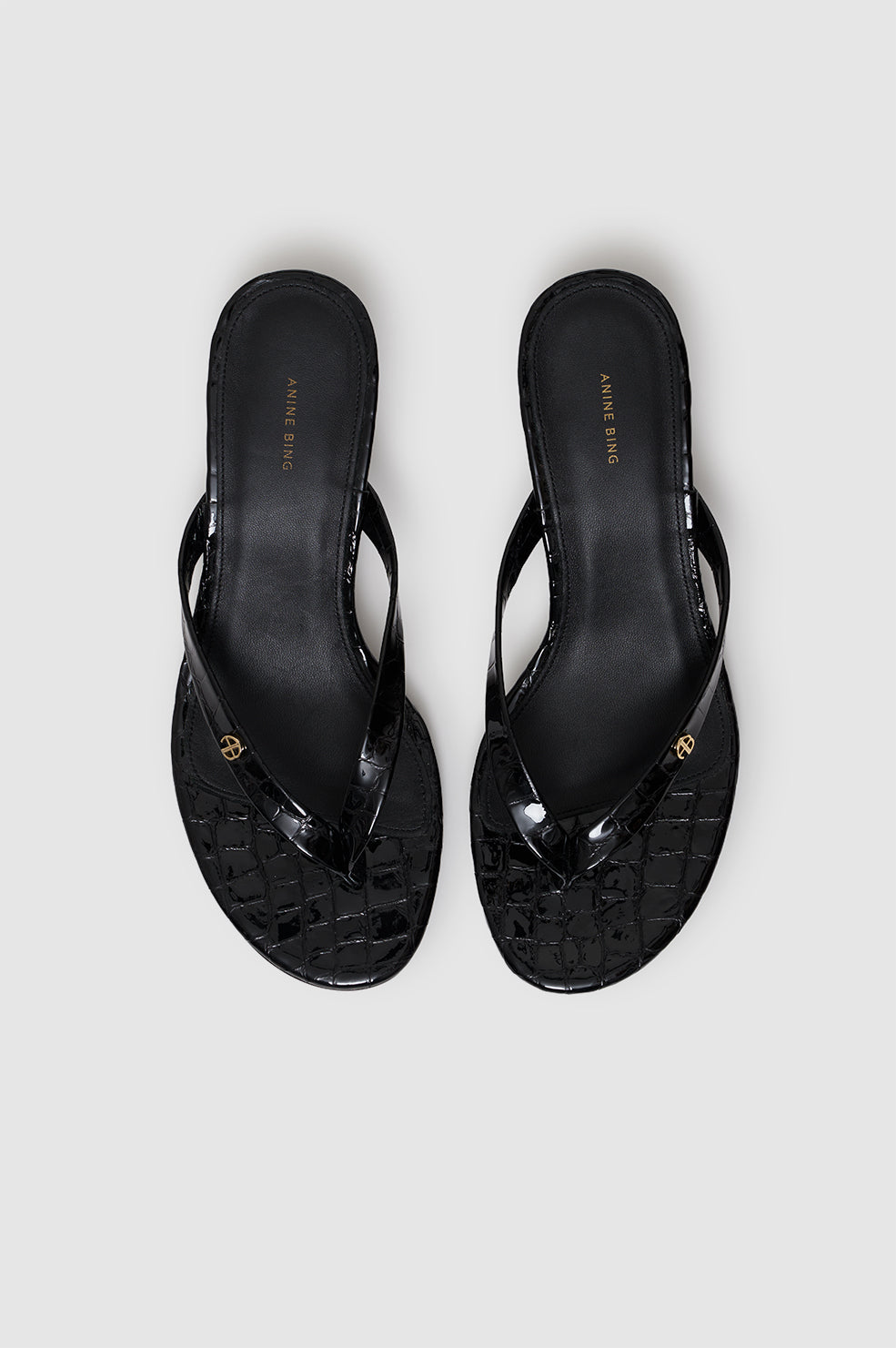 Anine Bing | Noelle Thong Heels - Embossed Black