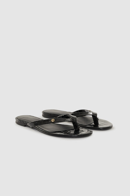 Anine Bing | Noelle Thong Sandals - Embossed Black