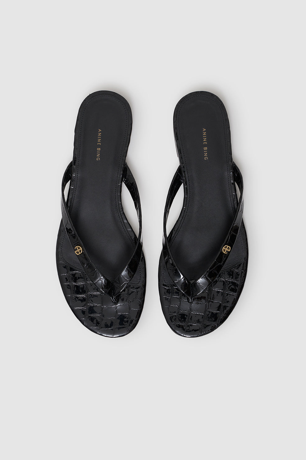 Anine Bing | Noelle Thong Sandals - Embossed Black