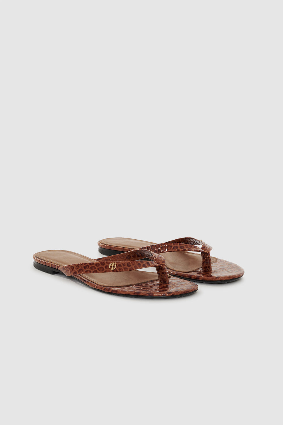 Anine Bing | Noelle Thong Sandals - Embossed Brown