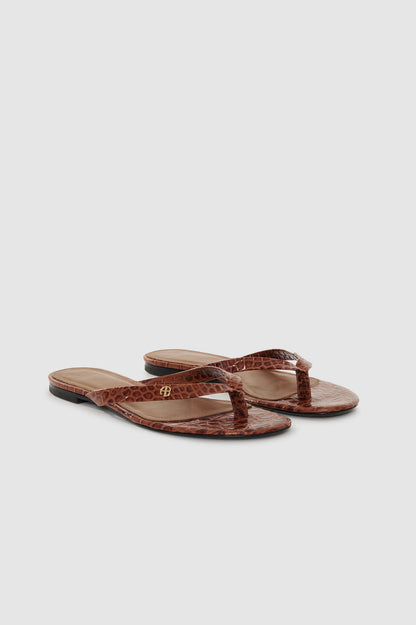 Anine Bing | Noelle Thong Sandals - Embossed Brown