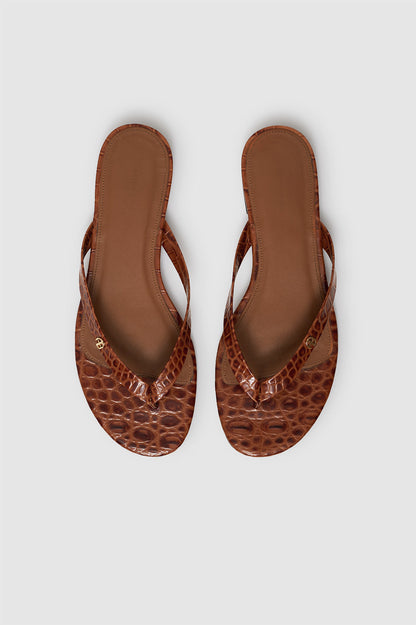 Anine Bing | Noelle Thong Sandals - Embossed Brown